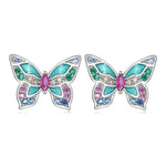 Colorful Butterfly Silver Stud EarringsEarrings