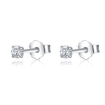 Single Diamond Stud Earrings - 925 Sterling SilverEarrings