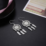 Dream Catcher Feathers Silver EarringsEarrings