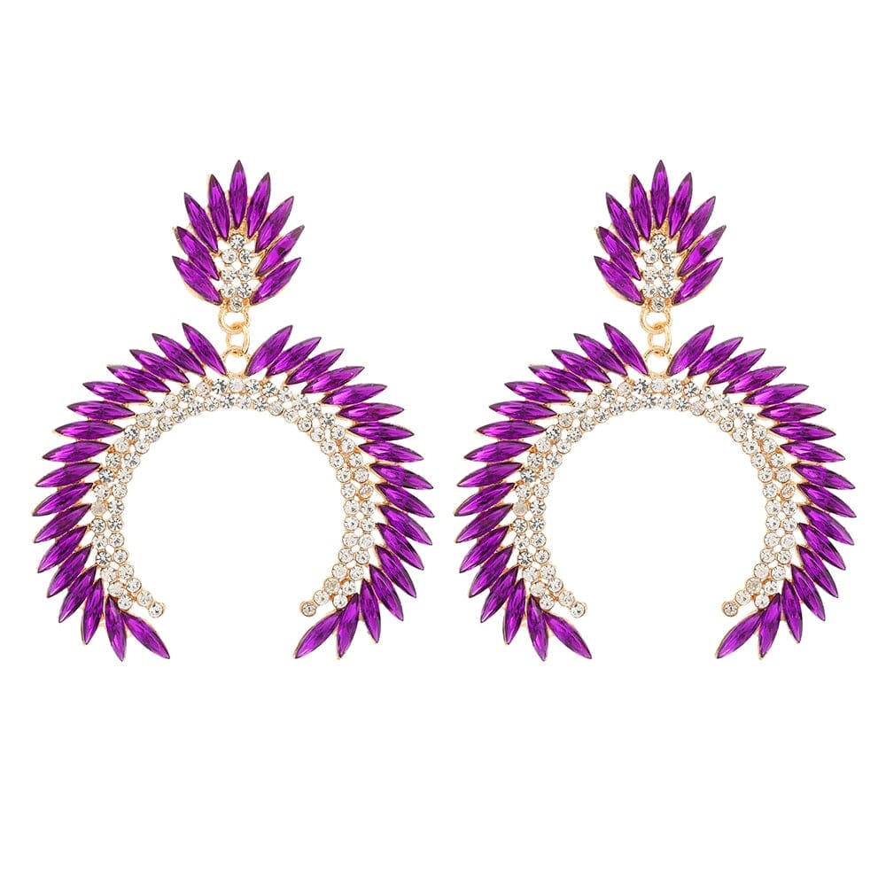 Semicircle Shiny Luxury Romantic Amethyst Dangle EarringsEarrings