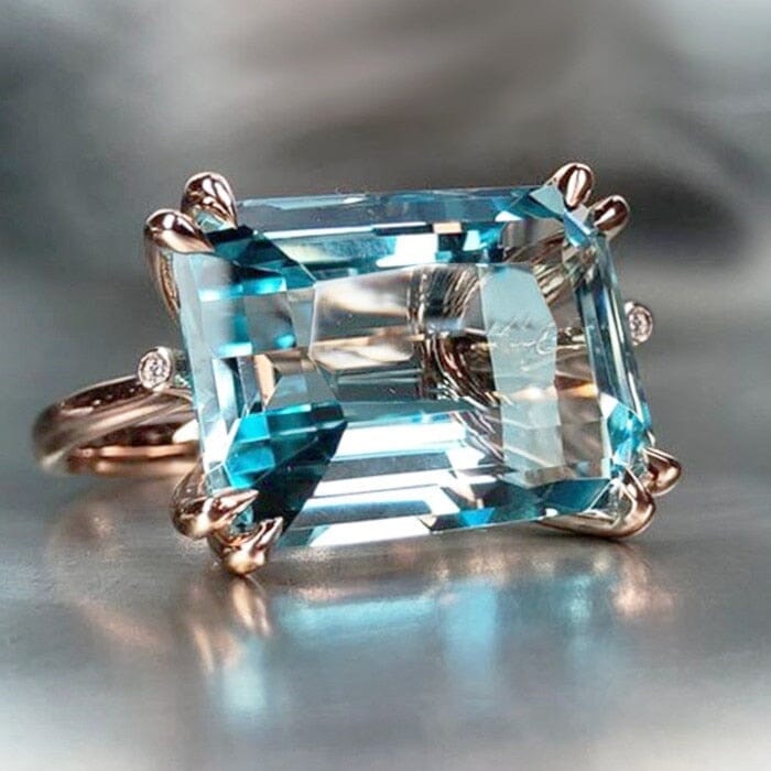 Horizontal Rectangular Aquamarine Stone RingRing