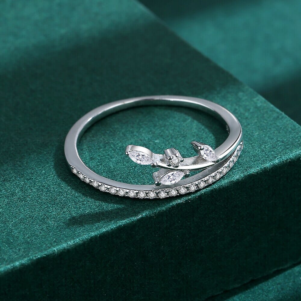 Leaves and Branches Diamond Silver RingRing