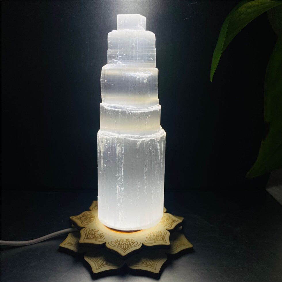 6-20cm Natural Selenite Lamp White Crystal Home Decor CollectionA3 15-16CM