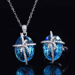 Super Fairy Bow Blue Aquamarine Jewelry Set
