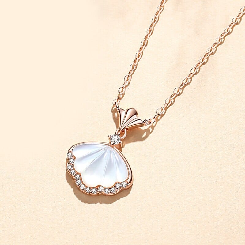 925 Sterling Silver Puka Shell Pendant NecklaceNecklacestyle 2 rose gold45cm