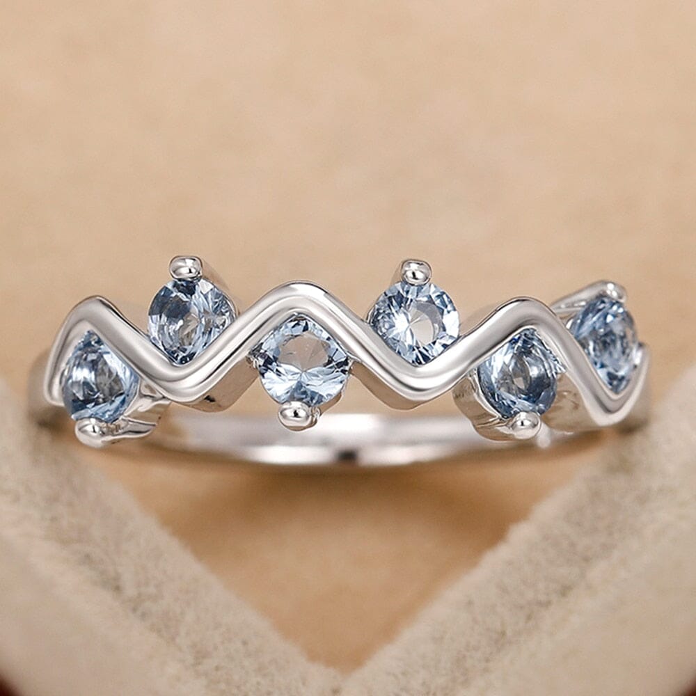 Charming Blue CZ Wave Ring6