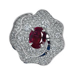 Flower Oval 2 CT Ruby 925 Sterling Silver RingRing