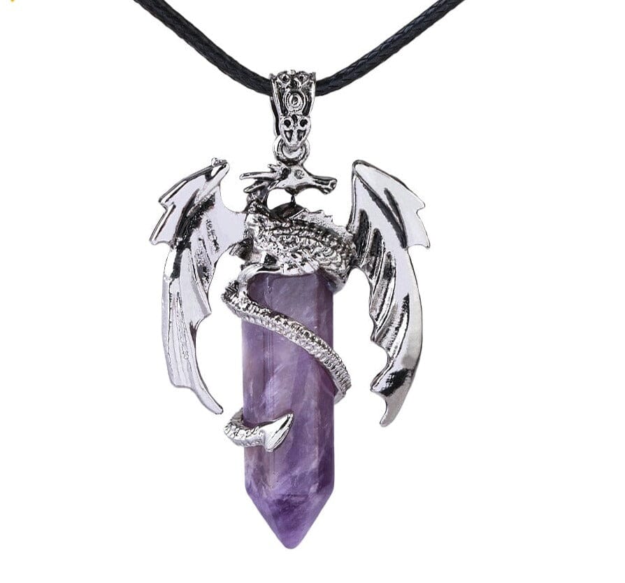 Dragon Necklace Natural Gem Stone Crystal PendantNecklaceAmethyst Necklace