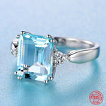 Fashion Square Elegant Aquamarine Gemstone Ring6