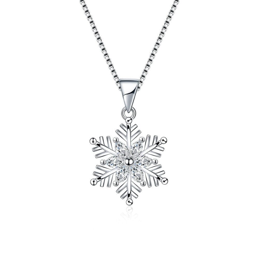 Small Snowflake Diamond Earrings & Necklace SetJewelry Set