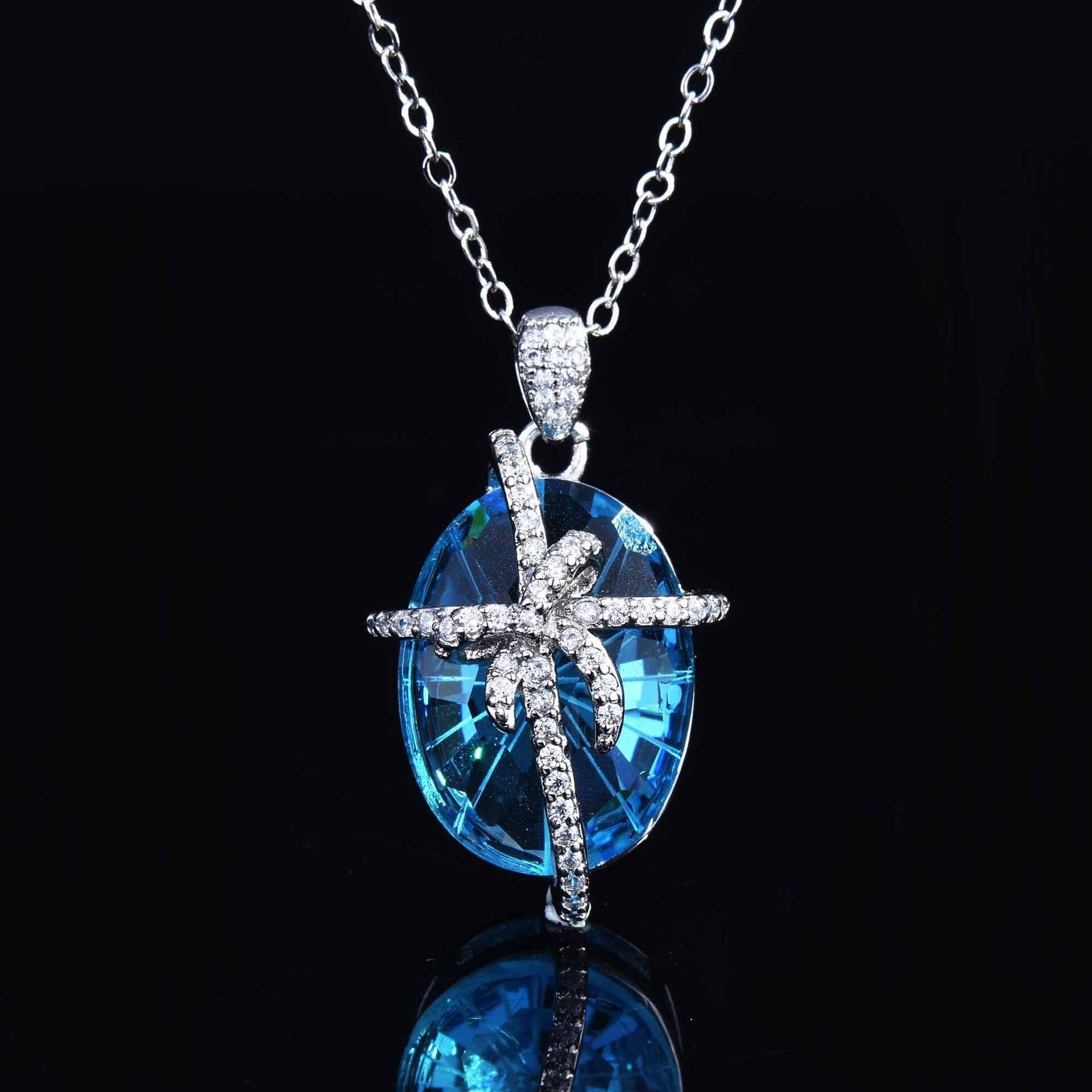 Super Fairy Bow Blue Aquamarine Jewelry SetNResizable