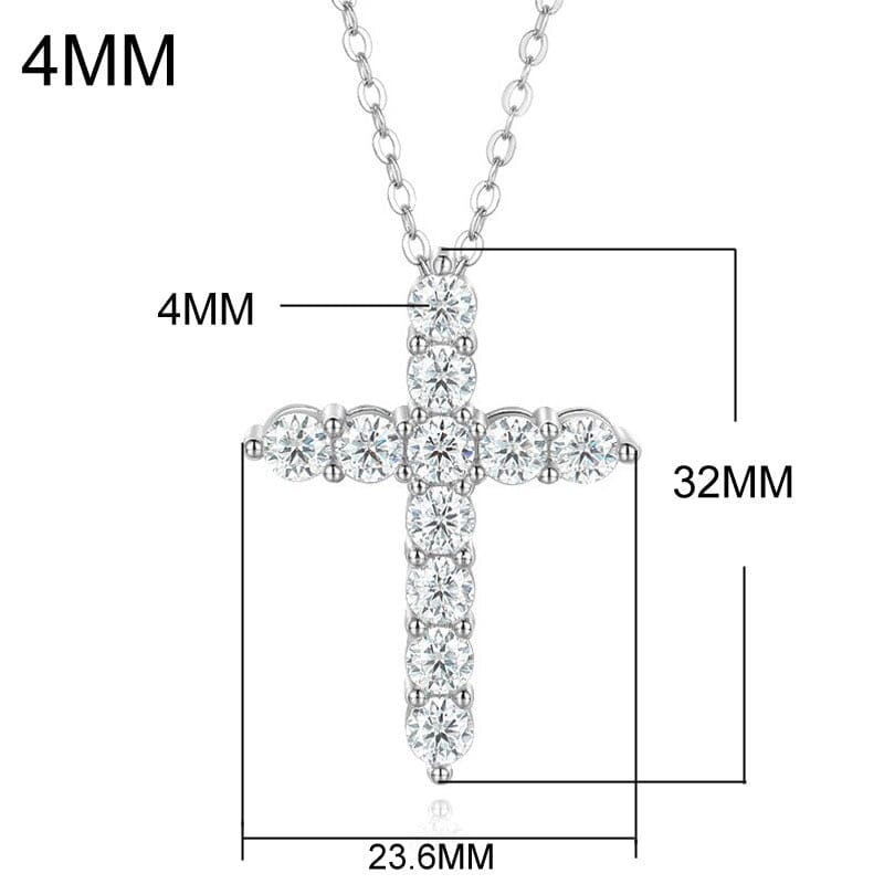 Moissanite Cross Pendant Necklace 925 Sterling SilverNecklace4MM