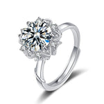 Moissanite Sunflower Silver Resizable RingRing