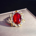 Wreath Leaves Ruby Silver Resizable RingRing