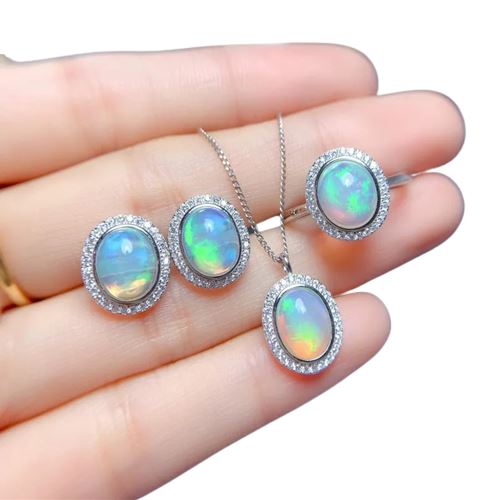 7*9MM Opal Ring, Necklace, Earring and Jewelry SetJewelry Sets