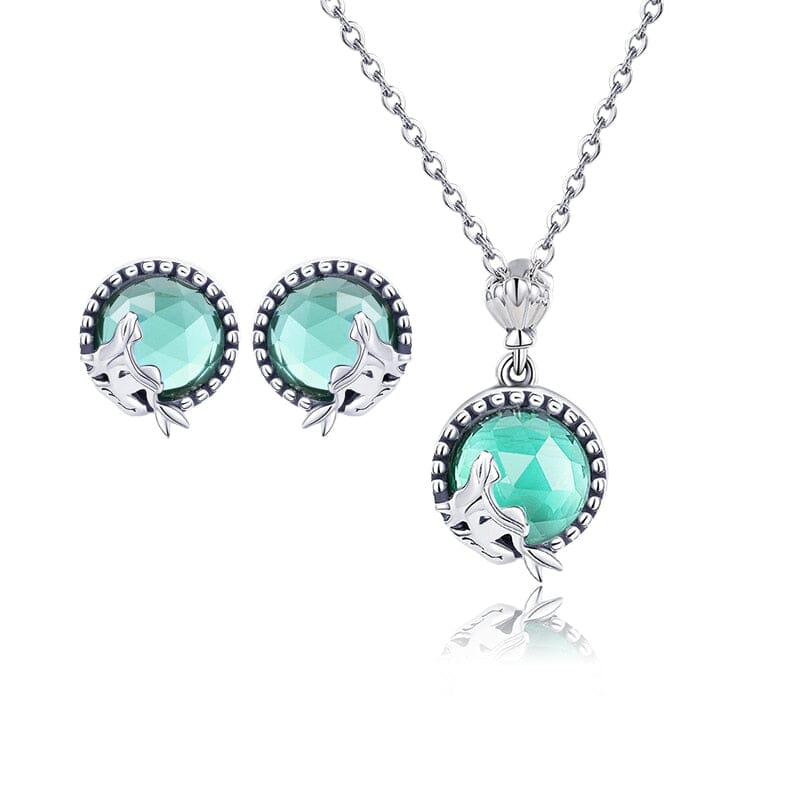Romantic Mermaid Love Earrings Necklace Jewelry Set