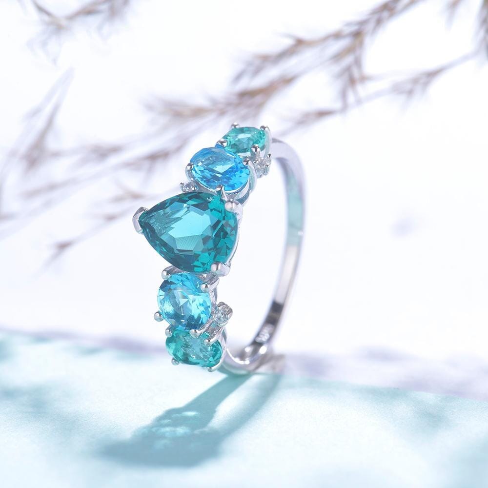 Luxury Designer Aquamarine Crystal Ring