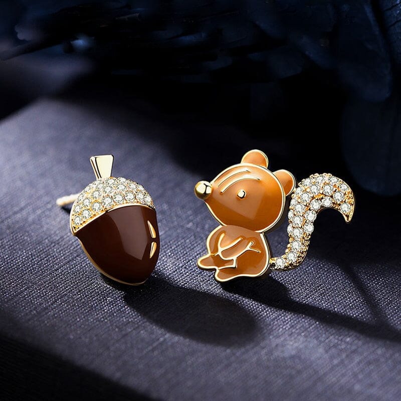 Rabbit, Leaf, Pinecone and Cat Crystal Stud EarringsEarrings