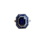 Art Deco Vintage Style Blue Sapphire Adjustable 925 Sterling Silver RingRing