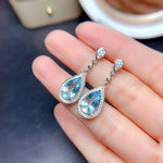 Delicate Dainty Pendant Bright Blue Crystal Earrings