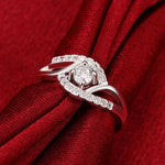 Shiny Leaf Crystal Diamond Silver RingRing