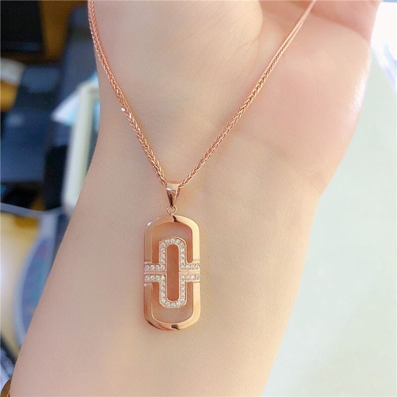 Rose Gold Hollow Geometric Pendant NecklaceNecklace