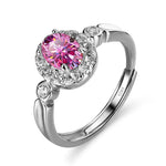 925 Sterling Silver Classic Round Shape Moissanite RingRingsilver-1ctpink