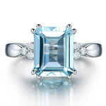 Fashion Square Elegant Aquamarine Gemstone Ring