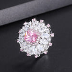 Silver Pink Diamond Necklace, Ring and Earring JewelryJewelryRing