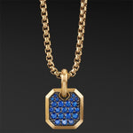 18K Yellow Gold Pave Sapphire Amulet NecklaceNecklace
