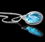 Gothic Style Oval Aquamarine Gemstone Pendant NecklaceAquamarine