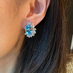 Swan Tail Blue Topaz Crystal Stud Earrings