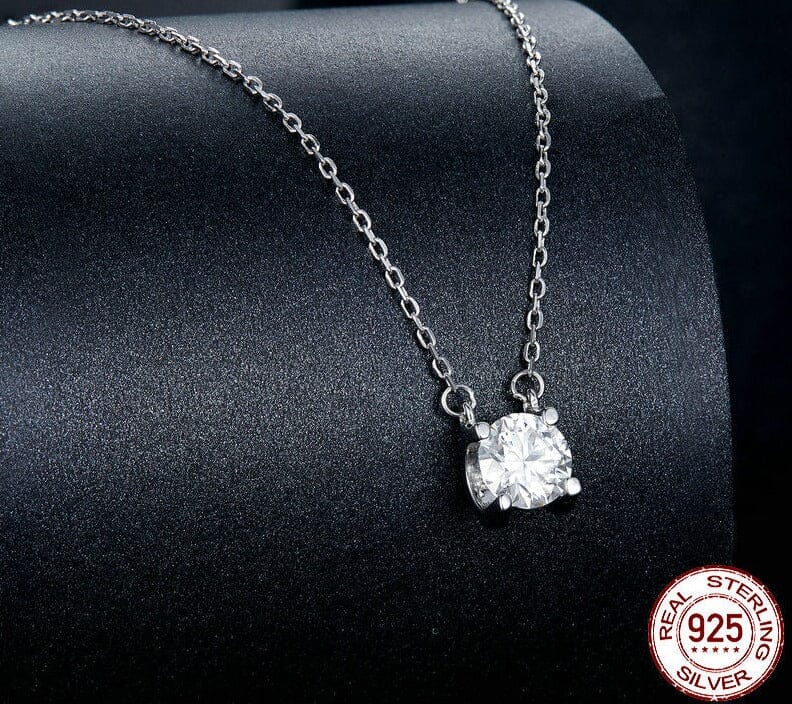 Classic Round Moissanite Pendant 925 Sterling Silver NecklaceNecklace