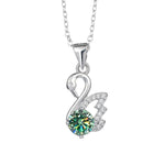 Moissanite Swan Clavicle Chain 925 Sterling Silver NecklaceNecklacegreen