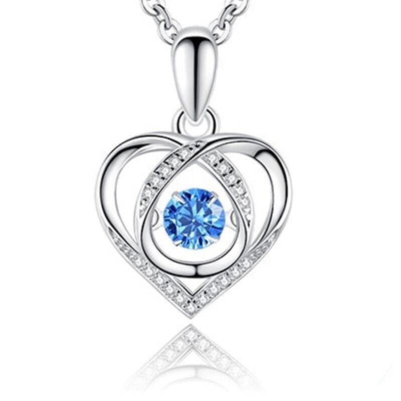Intertwined Heart Pendant Diamond NecklaceNecklaceBlue
