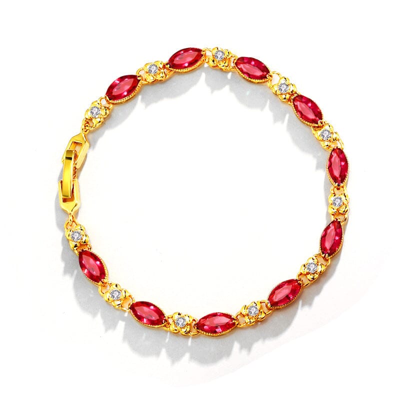 Ruby, Emerald, Diamond and Multicolor Gemstones Gold Plated BraceletsBraceletRuby
