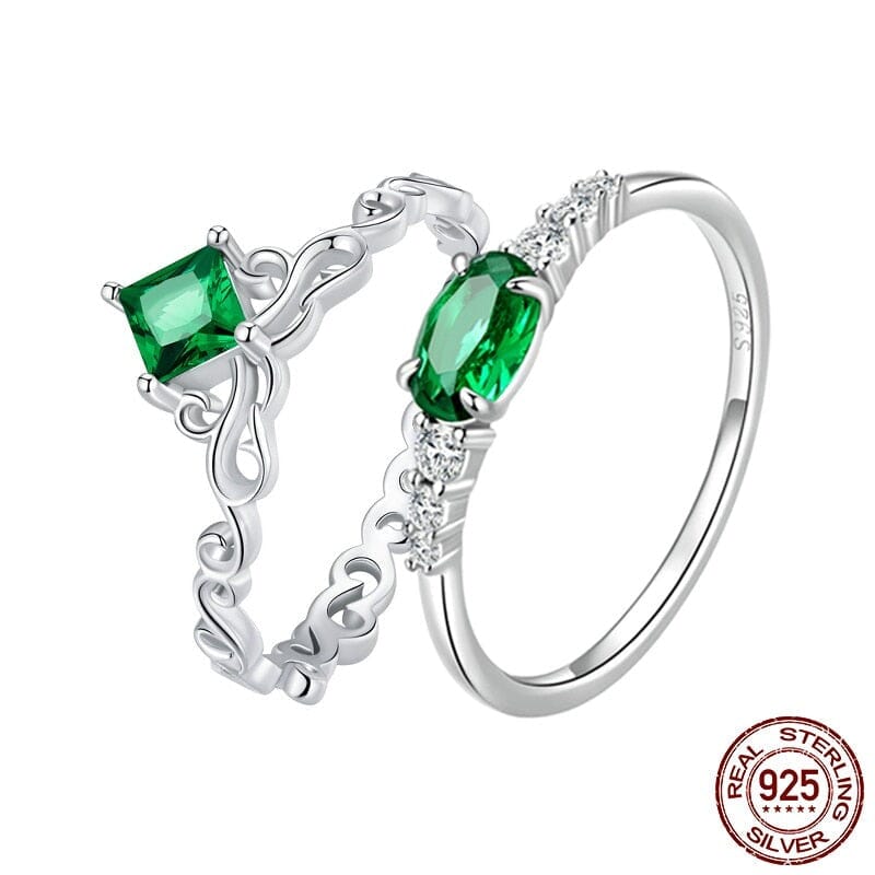 Floral Emerald 925 Sterling Silver RingRing