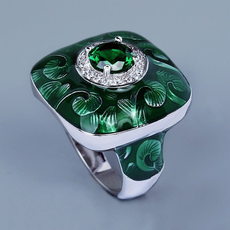 Handmade Enamel Emerald RingRing6