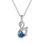 Moissanite Swan Clavicle Chain 925 Sterling Silver NecklaceNecklaceroyal blue