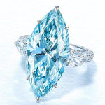 Simple Sky Blue Marquise Aquamarine Stone Ring6F1779