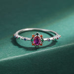 Creative Rainbow Series Ruby Emerald Oval Small Diamond RingRing