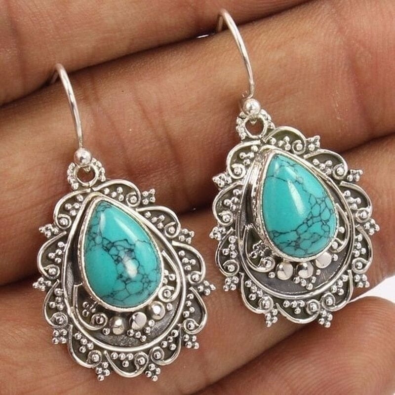 Vintage Creativity Turquoise Stone Dangle EarringsEarrings