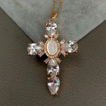 Shell Puka Cubic Zirconia Cross NecklaceNecklace