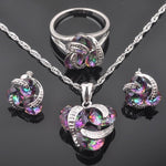 Rainbow Fire Mystic Topaz Crystal Ring, Earrings And Necklace SetEarrings7