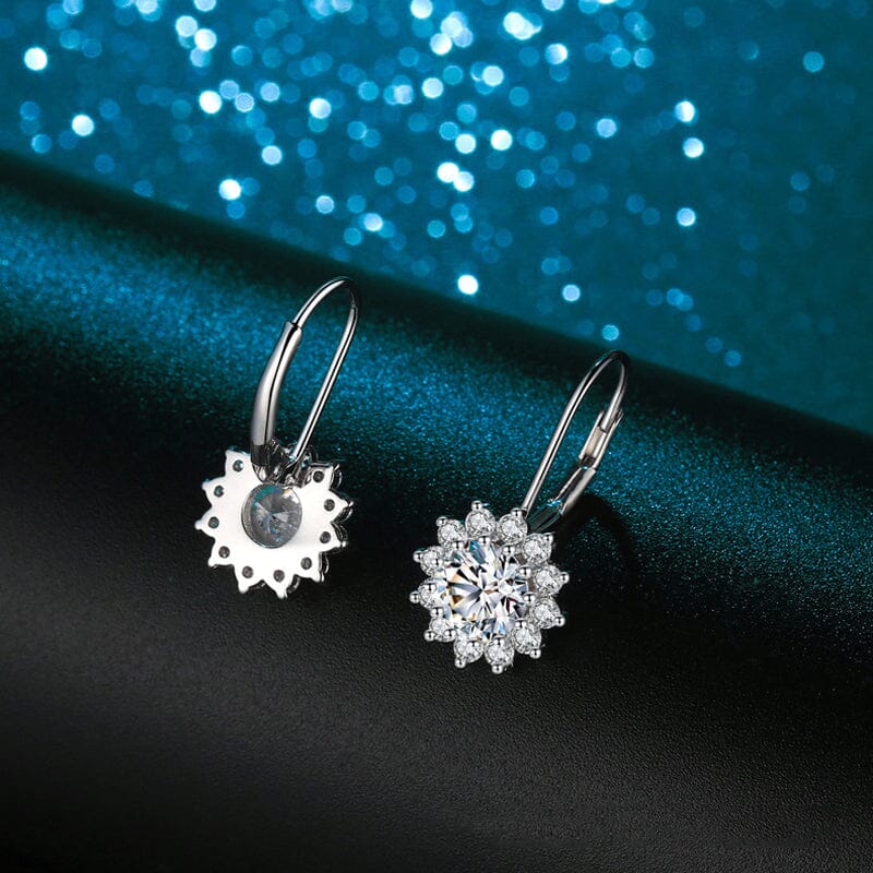 Sun Flower Diamond Drop Earrings - 925 Sterling SilverEarrings