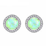 Beautiful Round Fire Opal Jewelry Stud EarringsEarringsGreen Opal
