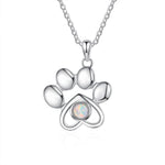 Cute Animal Dog Paw Footprints Opal Necklace - 925 Sterling SilverNecklace