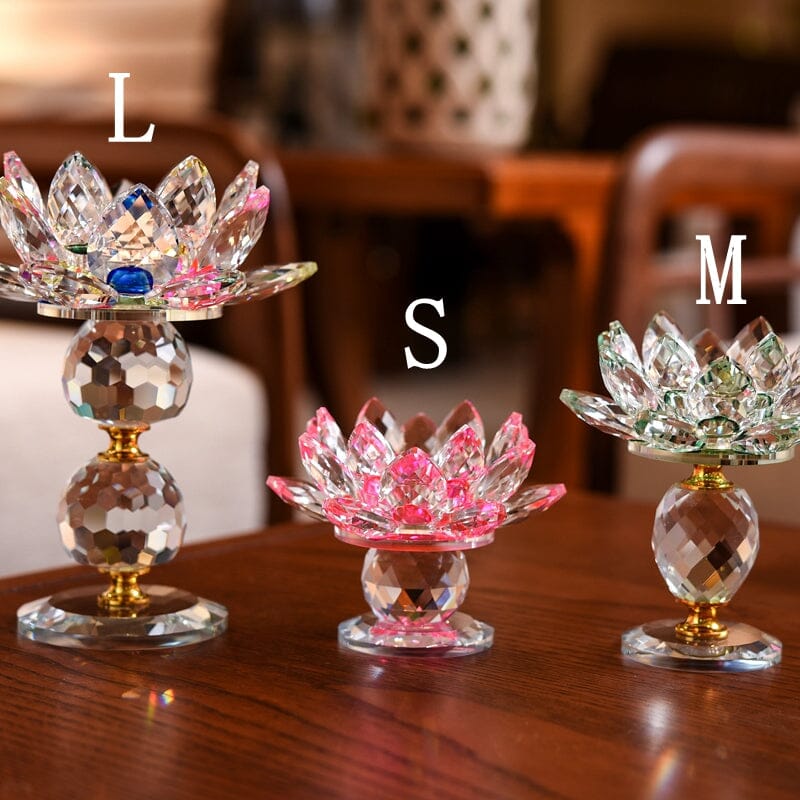 Crystal Glass Lotus Flower Candle HolderHealing Crystal