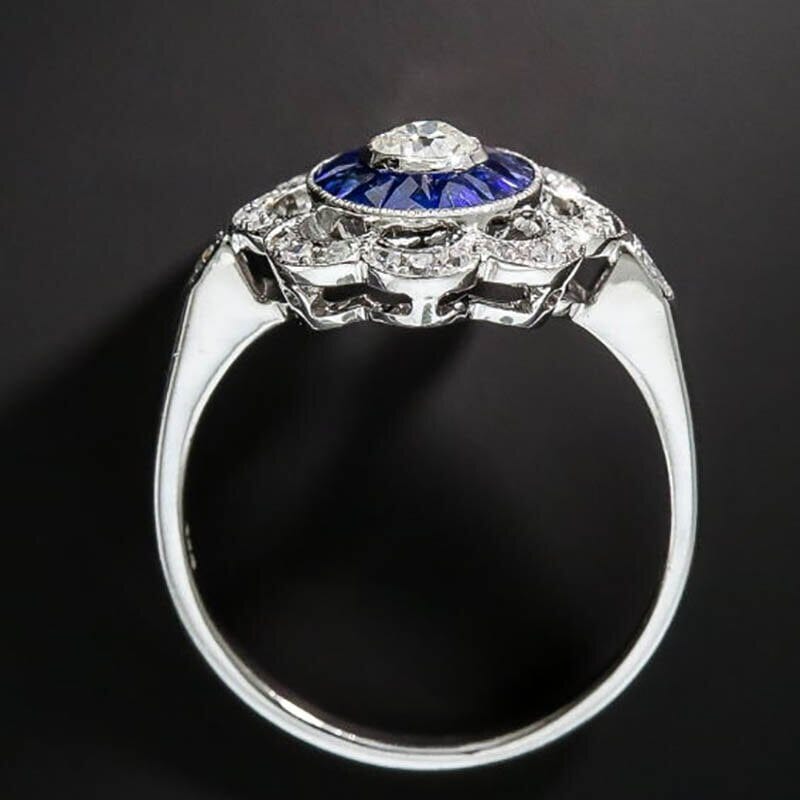 Trendy Flower-shaped Sapphire Sapphire - 925 Sterling SilverRing