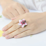 Promise Love Pink Flower Ruby RingRing